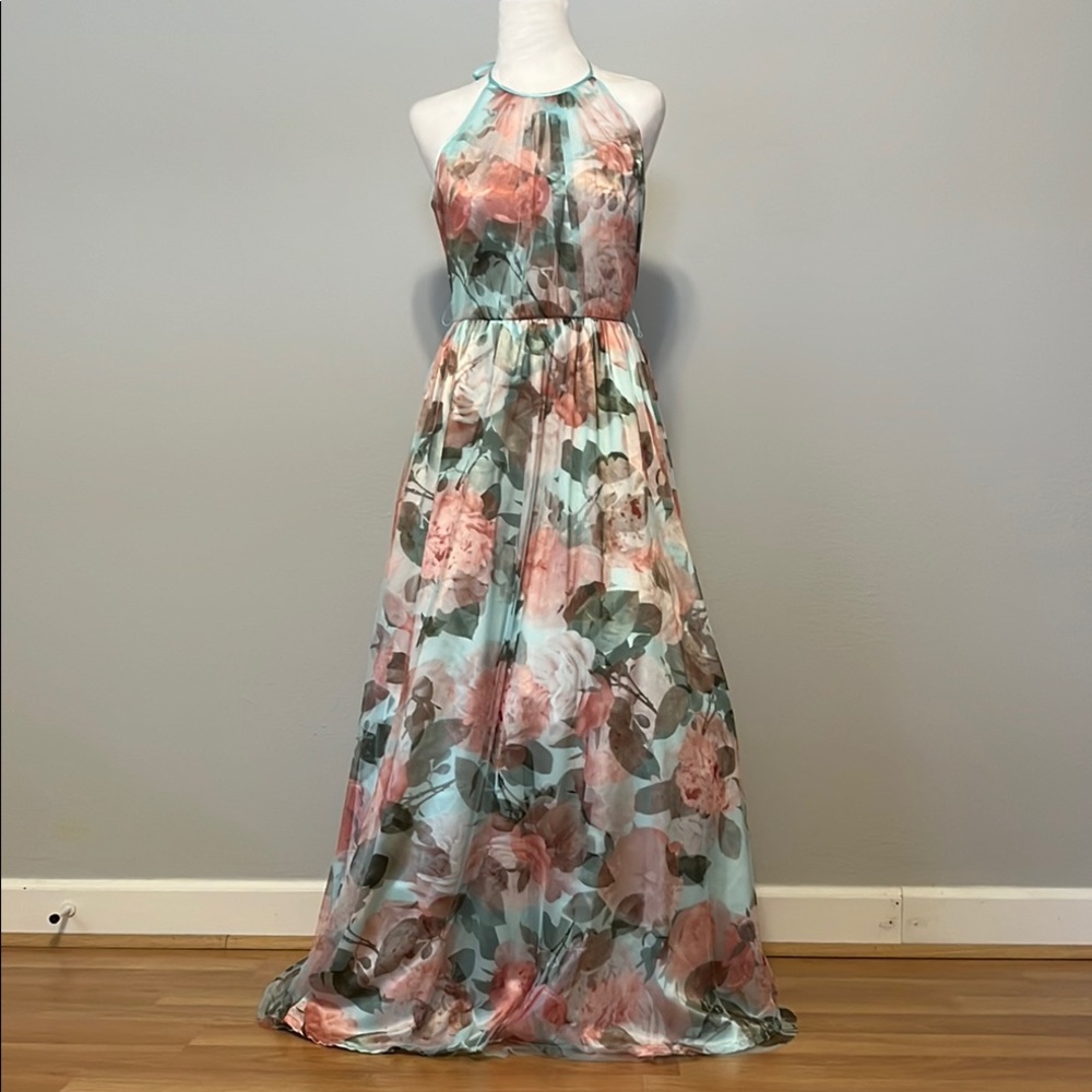 Floral Halter Maxi Dress - Multicolor